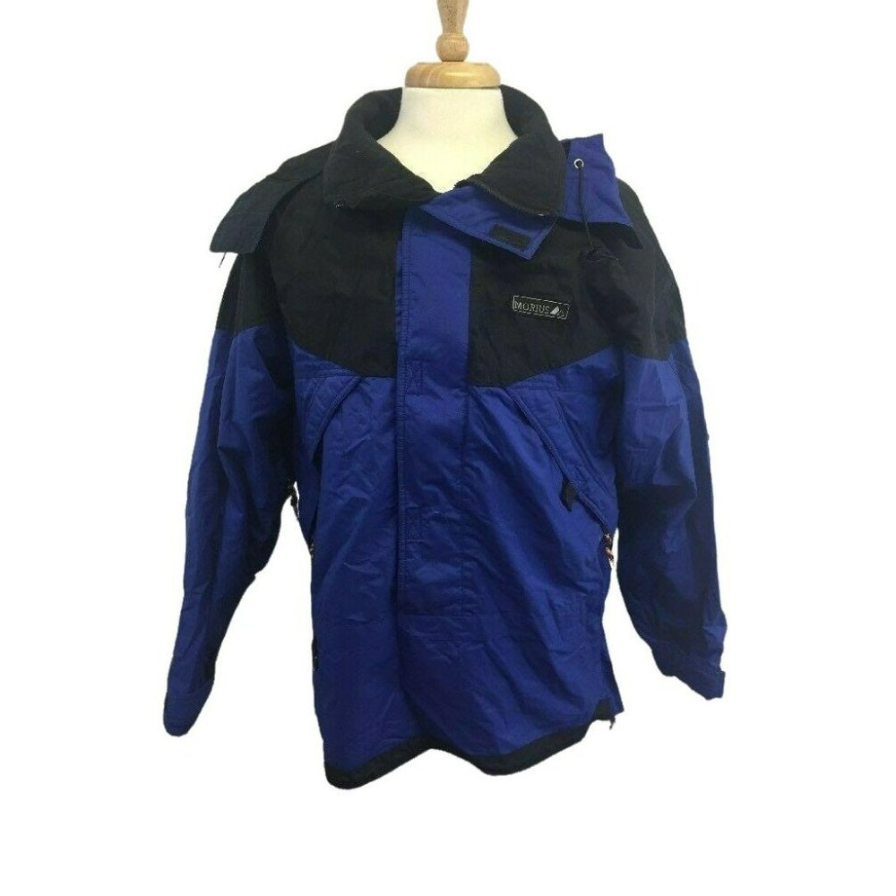 Mobius Jacket Mens 40 Blue Pullover 1/2 Zip Wind Breaker Detachable Hood